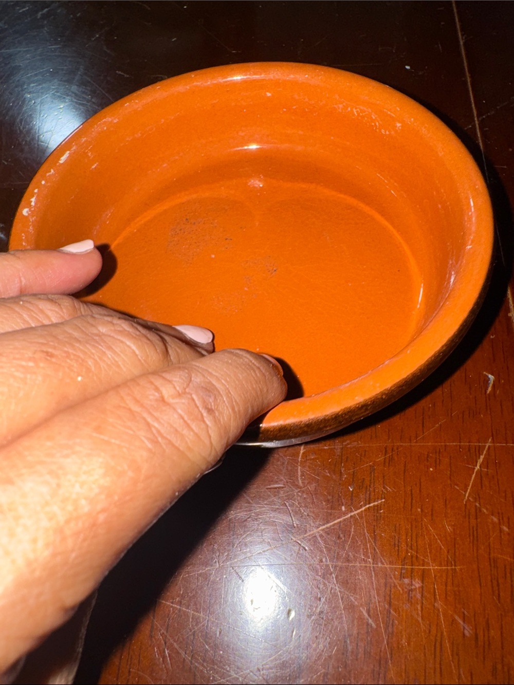 Made in Mexico Handcrafted Orange Floral Ceramic Planter Bowl with bottom tray - Picture 8 of 12